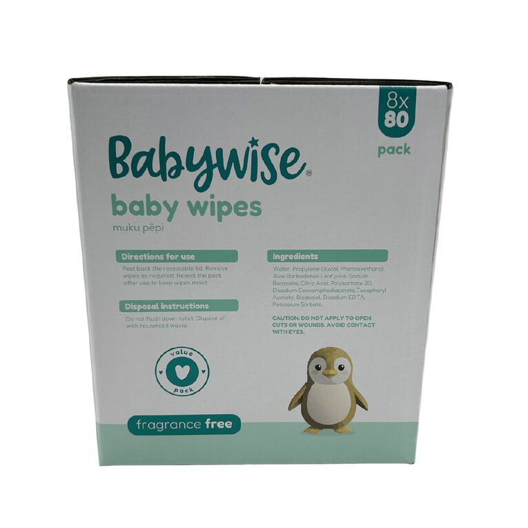 Babywise Wipes Value Pack 8 x 80 Pack, , hi-res