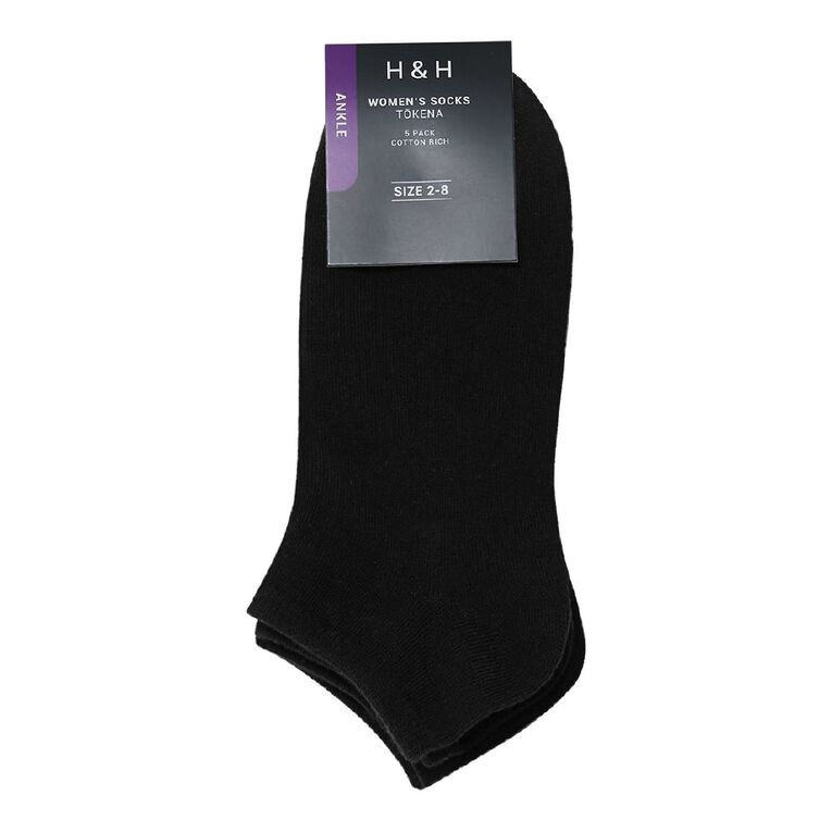 H&H Liner Socks 5 Pack, Black, hi-res