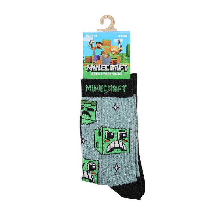 Minecraft Sports Crew Socks 2 Pack, Black, hi-res