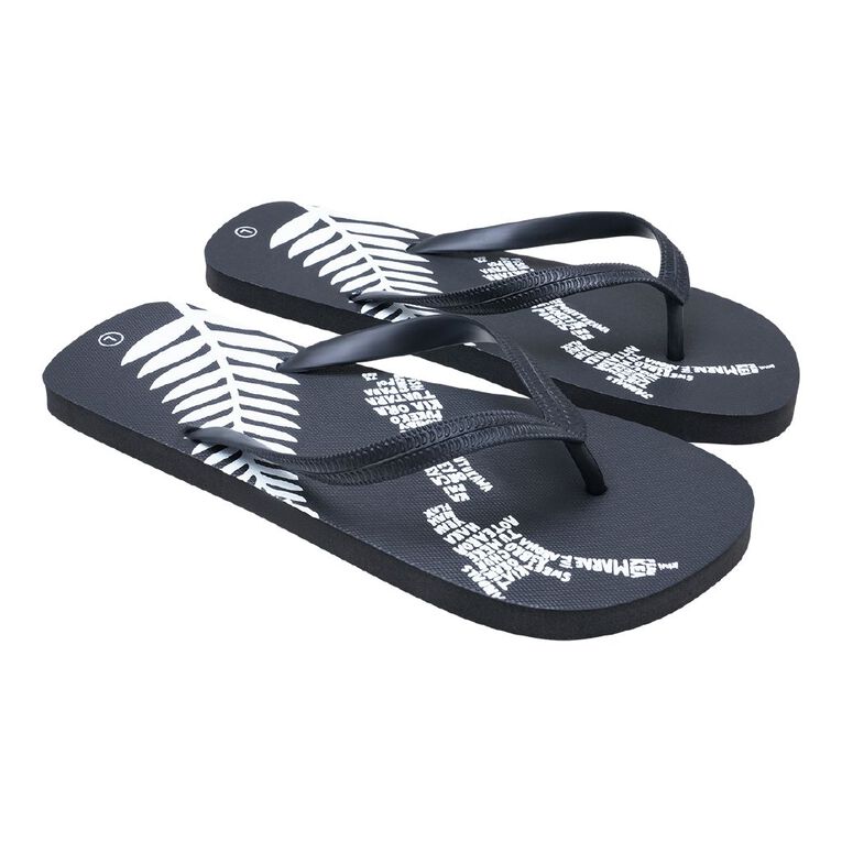 H&H Men's Printed Jandals, Black, hi-res