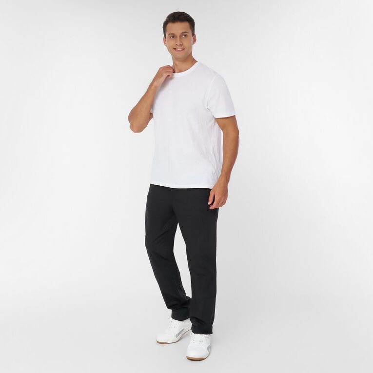 H&H Men's Elastic Waist Linen Blend Pants, Black, hi-res