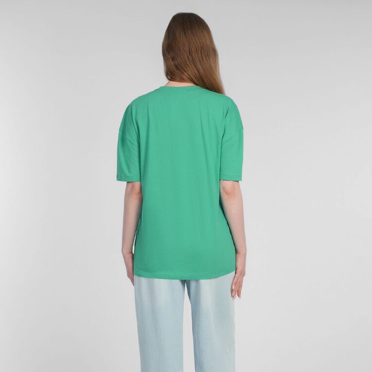 H&H Women's Short Sleeve Boyfriend Graphic Tee, Green Mid CALIFORNIA, hi-res