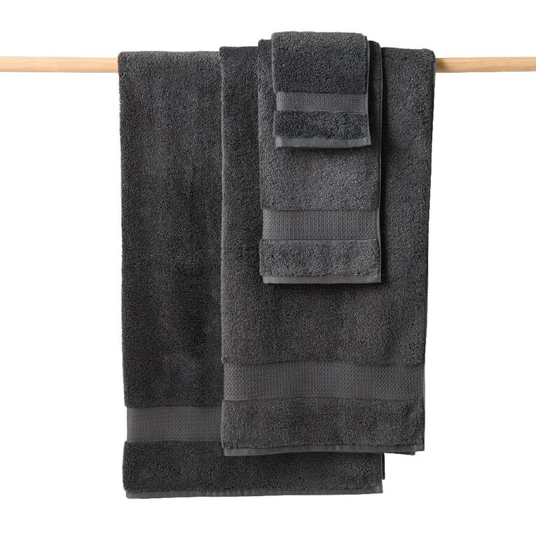 Living & Co Hotel Hand Towel Charcoal 33cm x 55cm, , hi-res