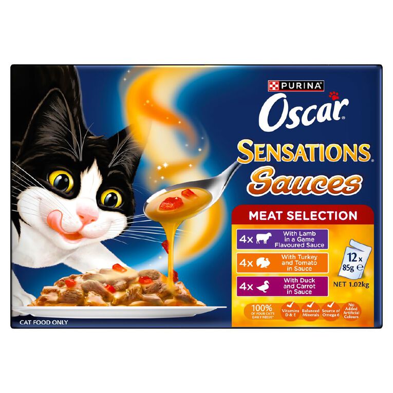 Oscar Sensations Sauces Meat Selection Wet Cat Food 12 x 85g, , hi-res