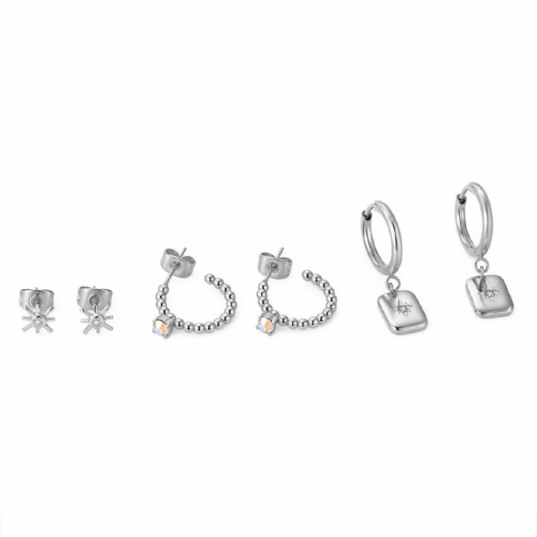 Charm Sleeper Earrings 3 Pairs, , hi-res