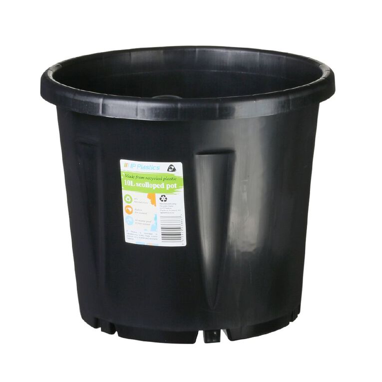 IP Plastics Scolloped Round Pot Black, , hi-res