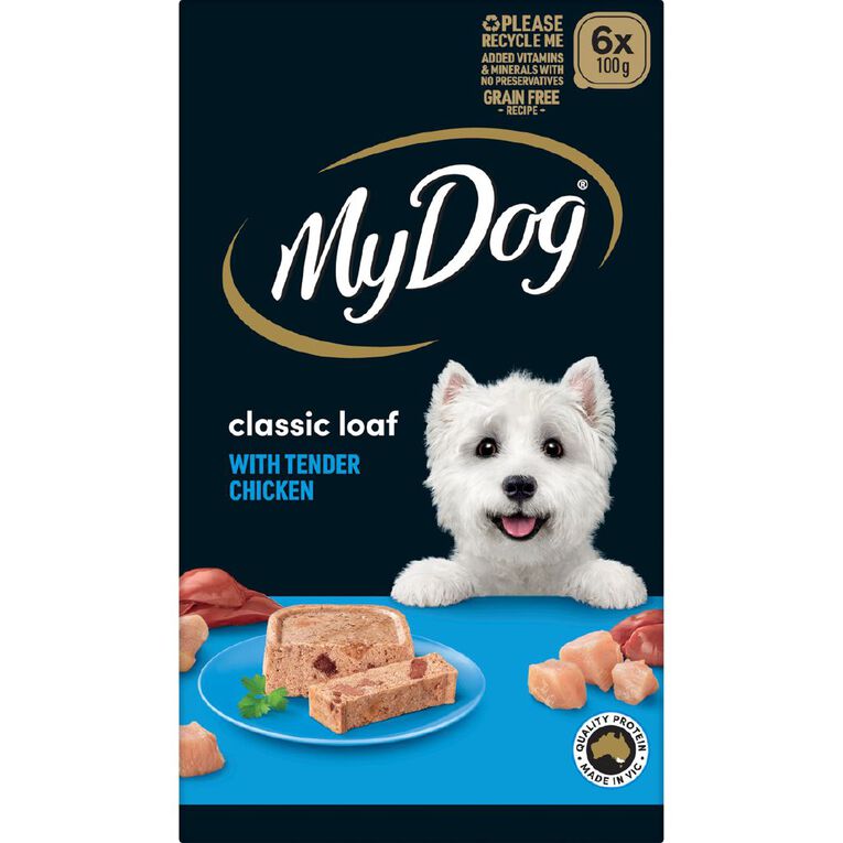 My Dog Chicken Supreme Meaty Loaf Wet Dog Food Trays 6 Pack 100g, , hi-res