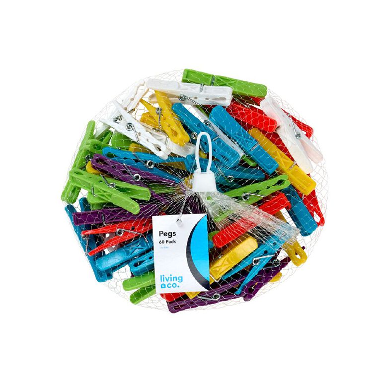 Living & Co Pegs 60 Pack Assorted, , hi-res