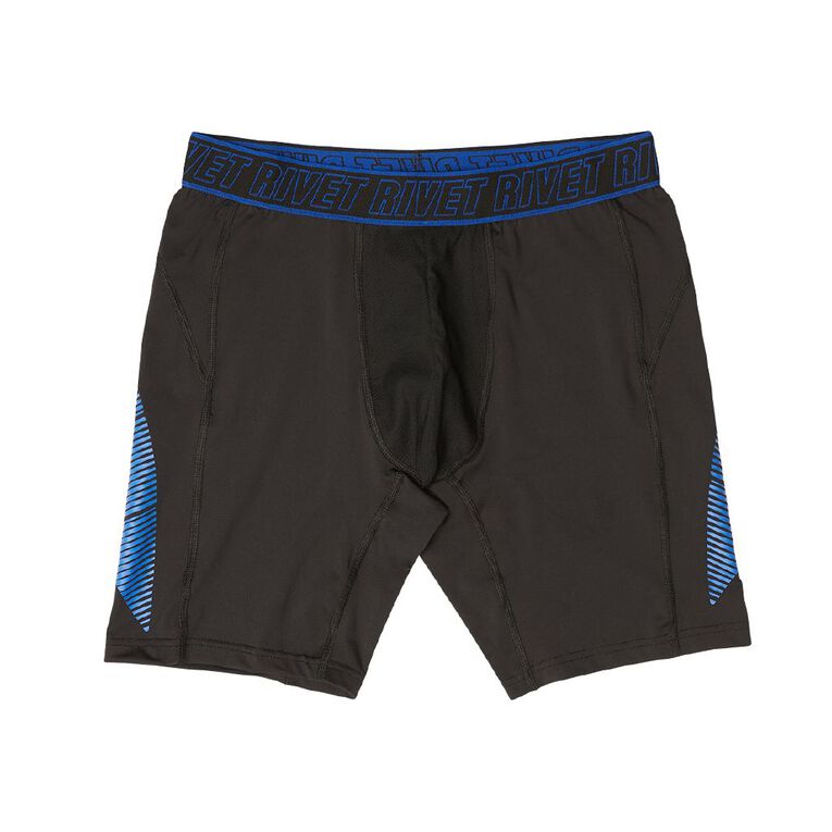 Rivet Men's Endurance Trunks, Black/Blue, hi-res