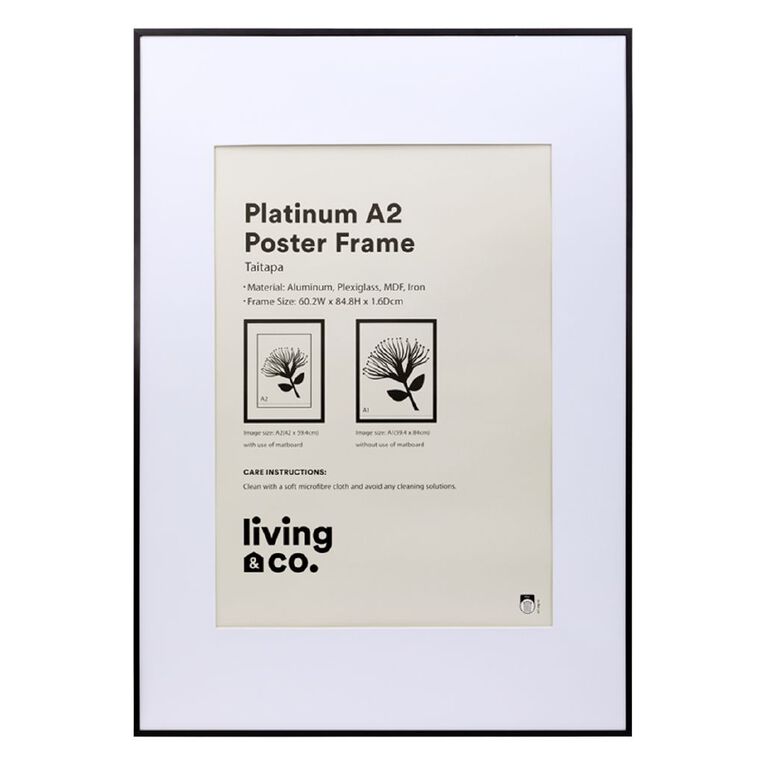 Living & Co Platinum Poster Frame A1/A2 Black, , hi-res