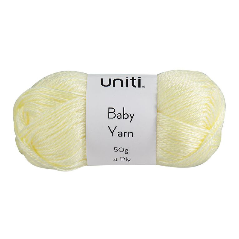 Uniti 4-ply Baby Acrylic Yarn Yellow Mid 50g, , hi-res