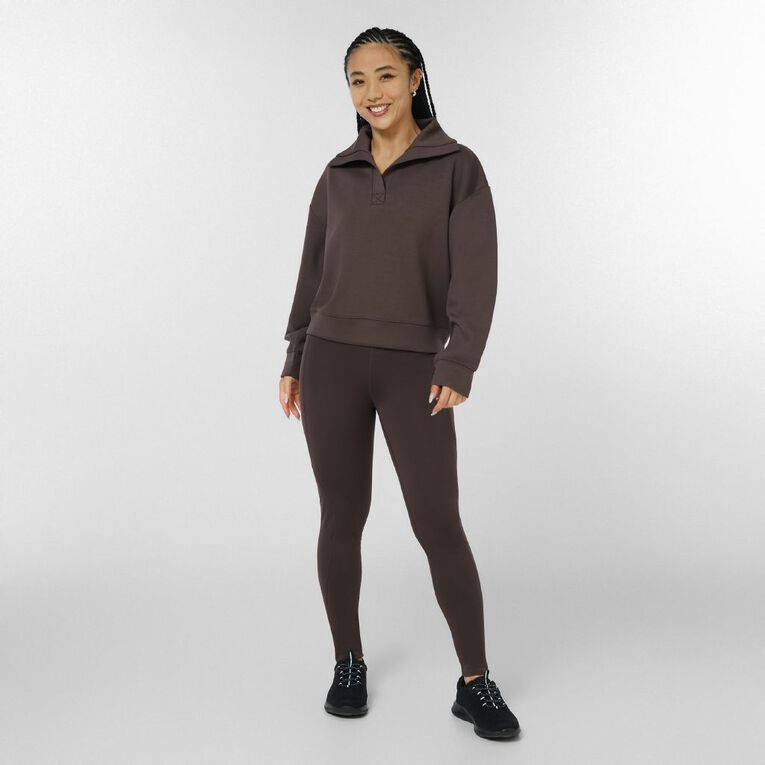 Active Intent Women's V-Neck Sweat, Brown Dark, hi-res