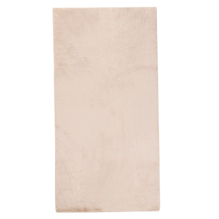 Living & Co Rug Plush Bunny Natural 70 x 140cm, , hi-res