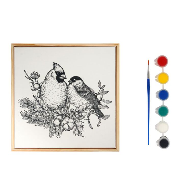 Uniti Framed DIY Paint Your Own Canvas Kit Birds, , hi-res