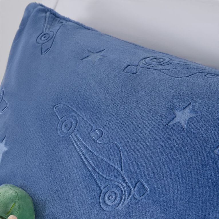 Living & Co Kids Duvet Cover Set Plush Embossed Blue Single, , hi-res