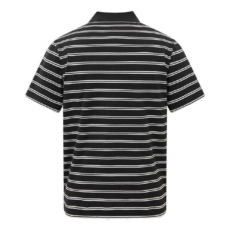 H&H Men's Stripe Polo, Black/White, hi-res