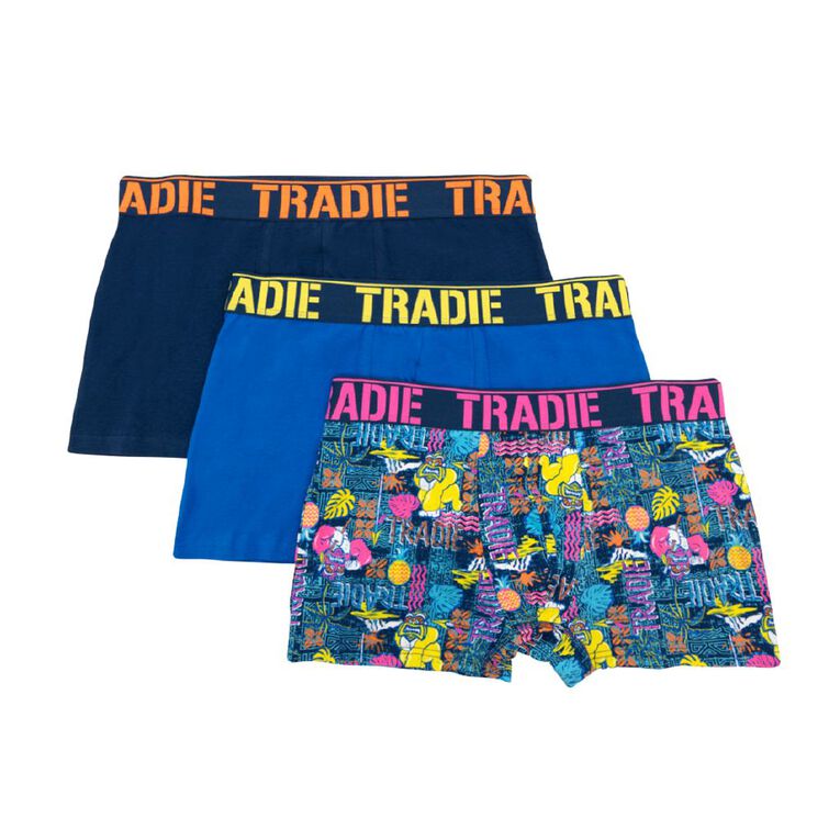 Tradie Men's Trunks 3 Pack, Navy, hi-res