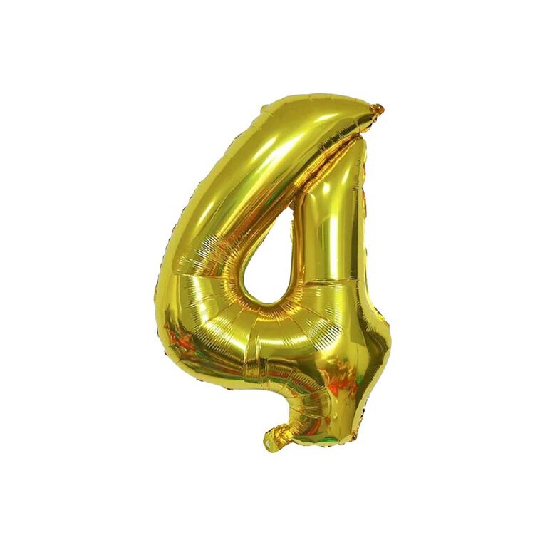 Party Inc Foil Balloon #4 Gold 35cm, , hi-res