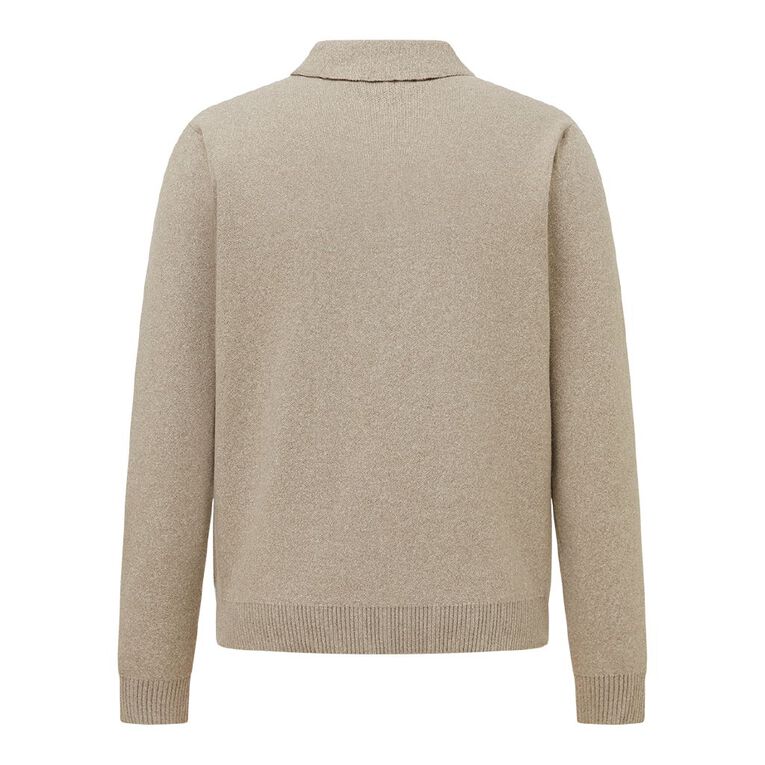 H&H Men's QTR Zip Collared Pullover, Beige, hi-res