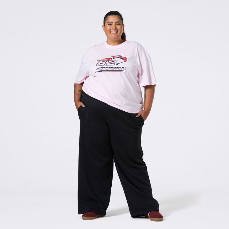 H&H Curve Women's Essential Wide Leg Trackpants, Black, hi-res