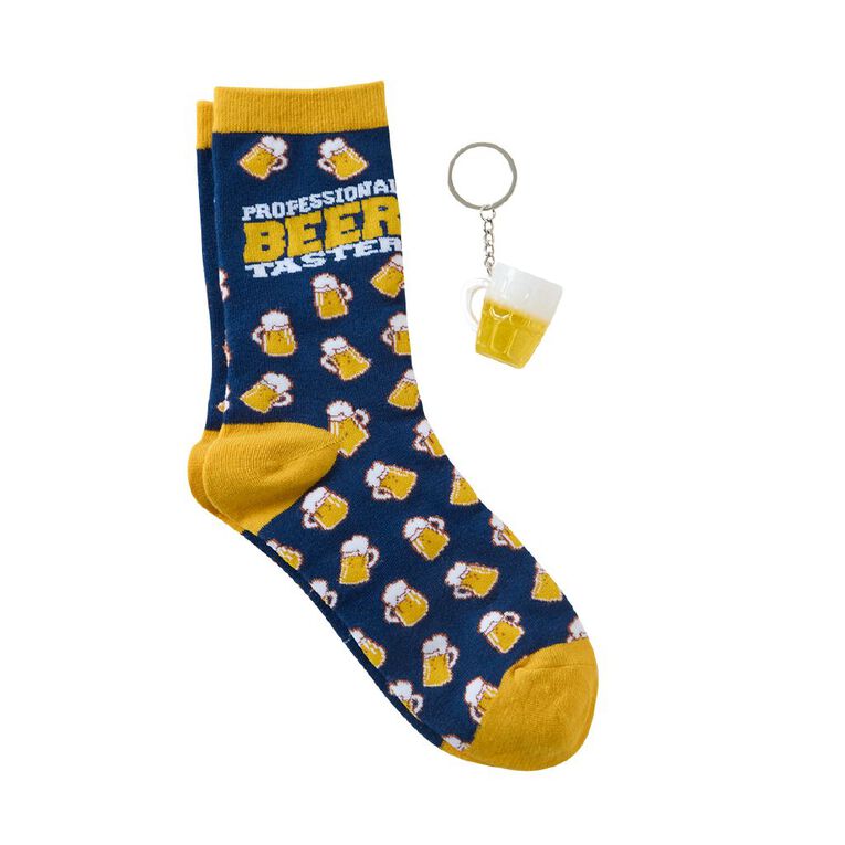 Fathers Day Sock & Key Ring Set - Beer, , hi-res
