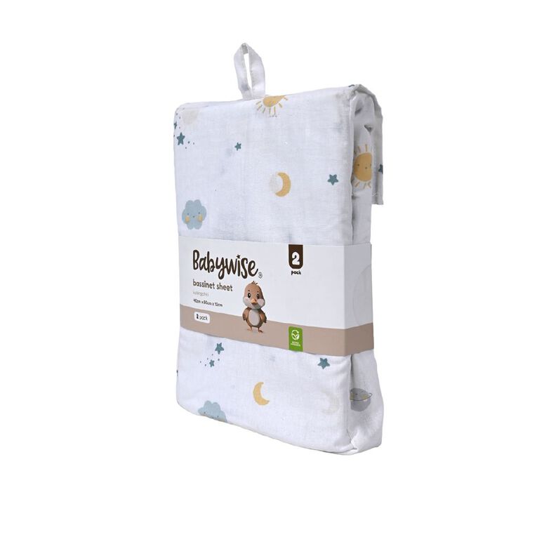 Babywise Bassinet Sheet Sky 2 Pack, , hi-res