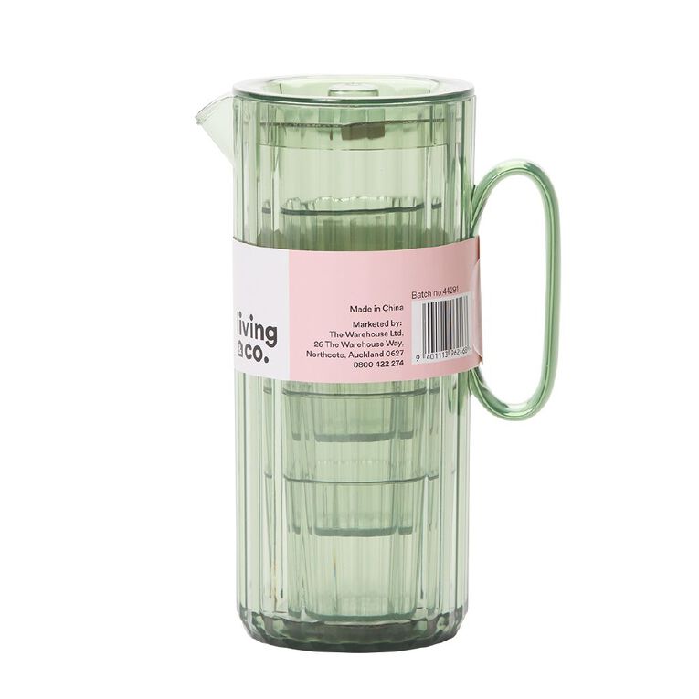 Living & Co Plastic Jug with 4 Plastic Tumbler Set Clear, , hi-res