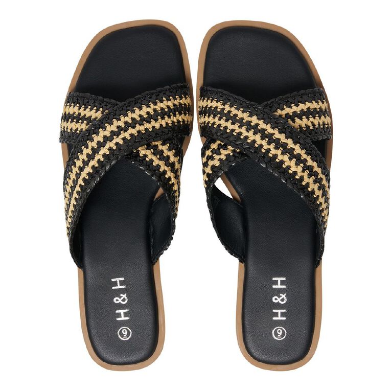 H&H Women's Sandals, Black/White, hi-res
