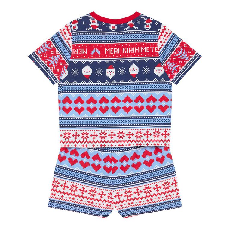 H&H Boys' Family Christmas Tee and Shorts Pyjama Set, Blue Light, hi-res
