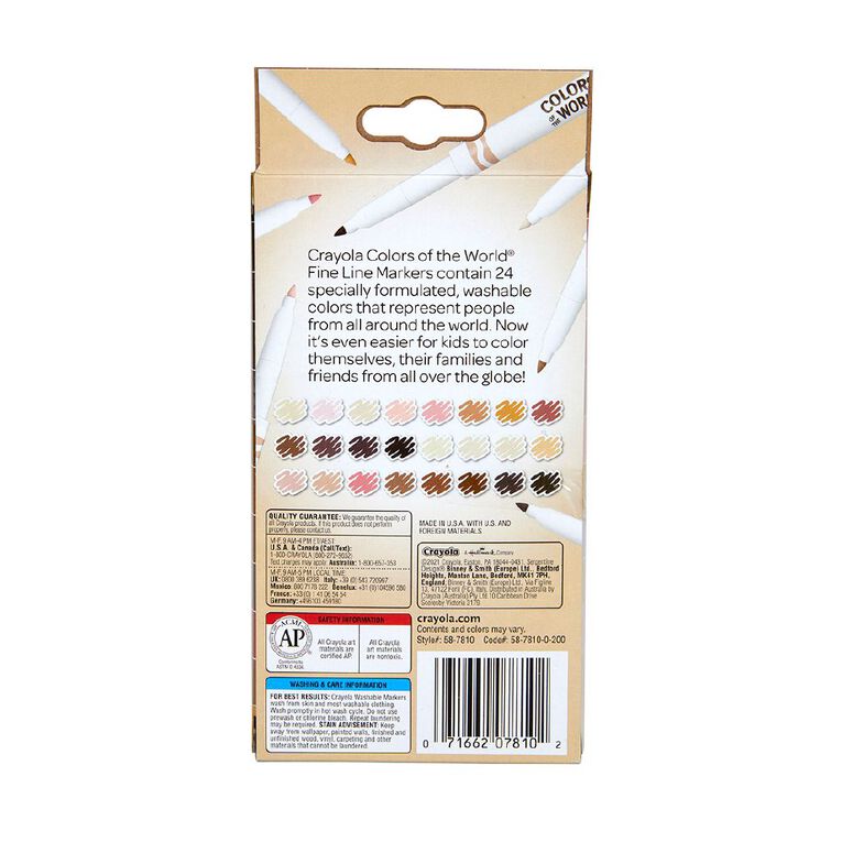 Crayola Colors of the World Fine Line Markers 24 Pack The Warehouse