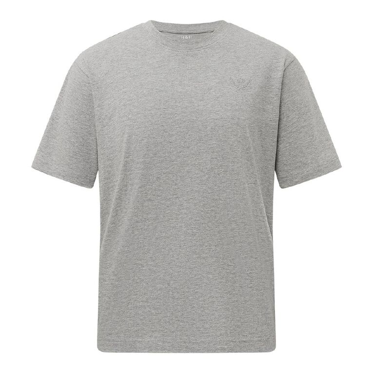 H&H Men's Midweight Embroidered Tee, Grey Marle, hi-res