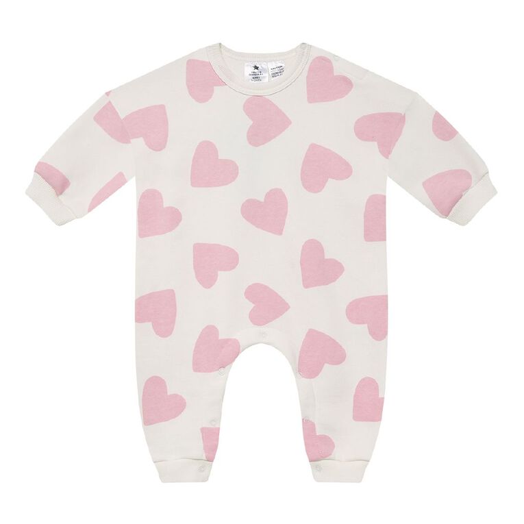Young Original Babies' Heavy Fleece Romper, Cream, hi-res