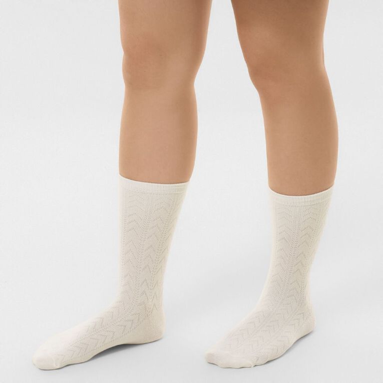 H&H Women's Mixed Jacquard Socks 3 Pack, Cream, hi-res