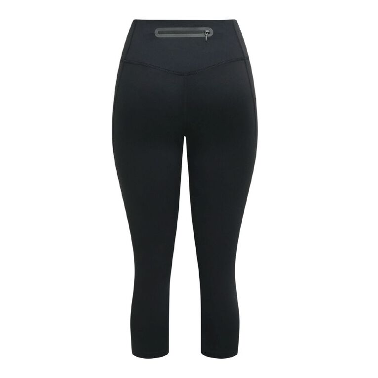Active Intent Women's Pocket Nylon Crop Leggings, Black, hi-res