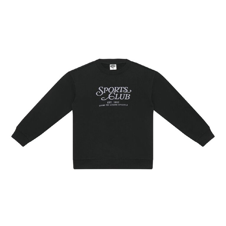 Young Original Print Crew Sweatshirt, Black, hi-res