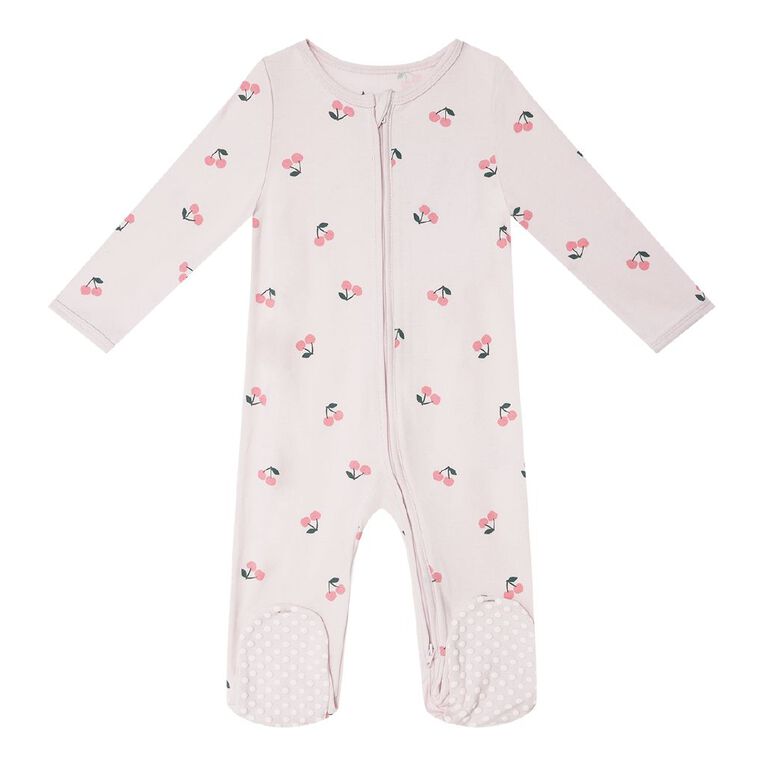 Young Original Babies' Zip-Thru Footed All-in-One, Pink Light, hi-res
