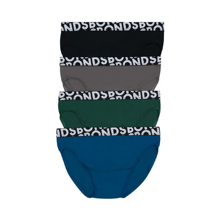 B FOR BONDS Men's Briefs 4 Pack, Black/Blue, hi-res