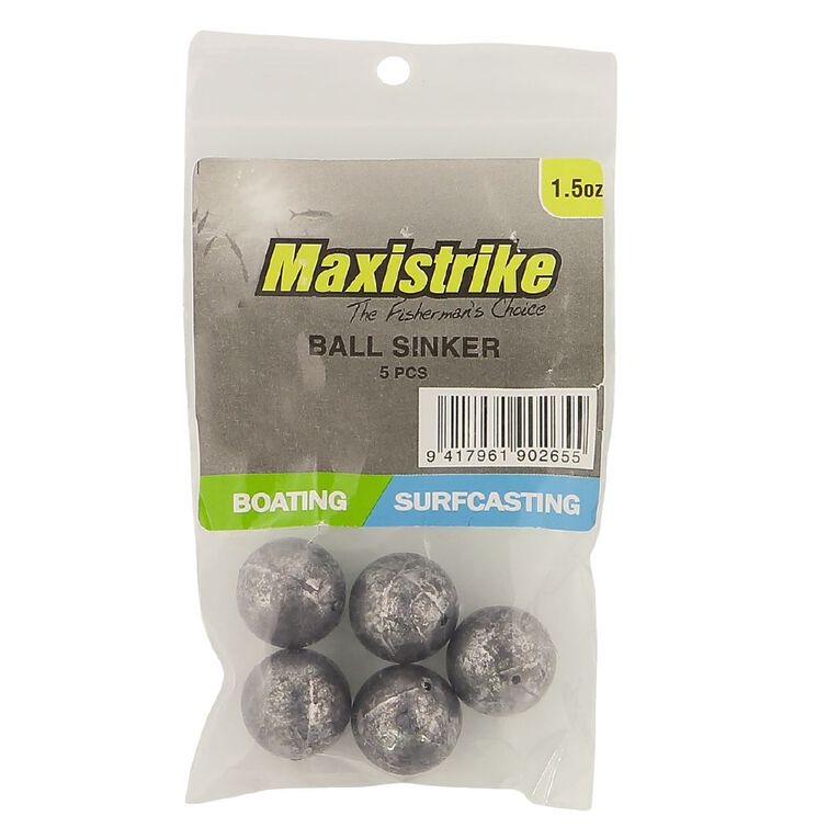 Maxistrike Fishing Sinkers Ball 1.5oz 5 Pack, , hi-res