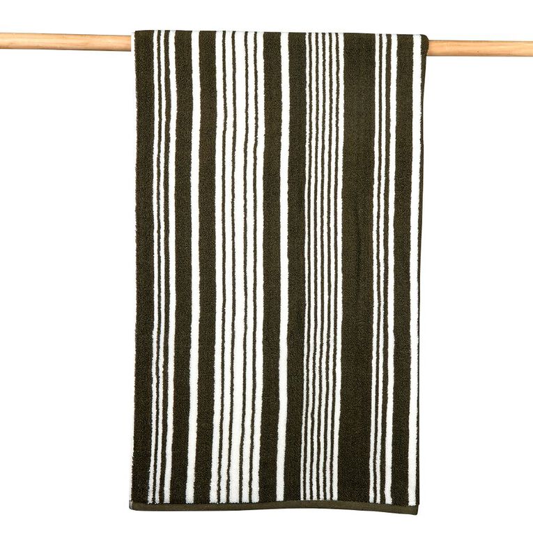 Maison d'Or Striped Spa Towel Green Dark 90cm x 150cm, , hi-res