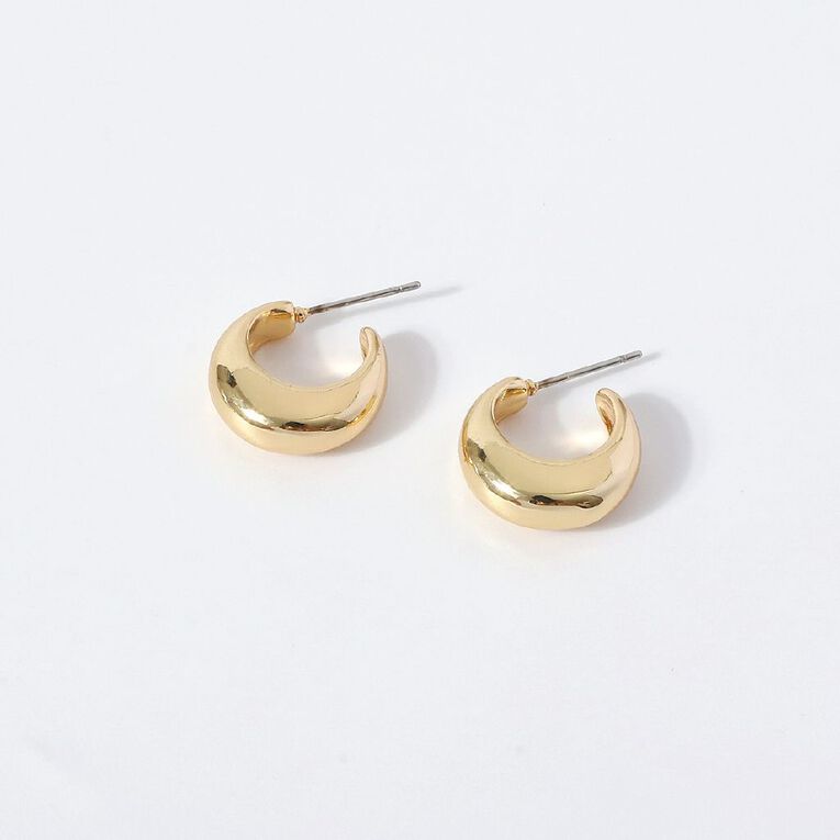 Chunky Hoop Earrings Gold Plated, , hi-res