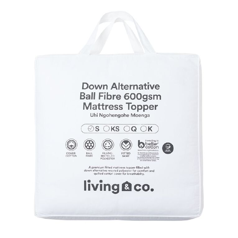 Living & Co Mattress Topper Ball Fibre Plush White King, , hi-res