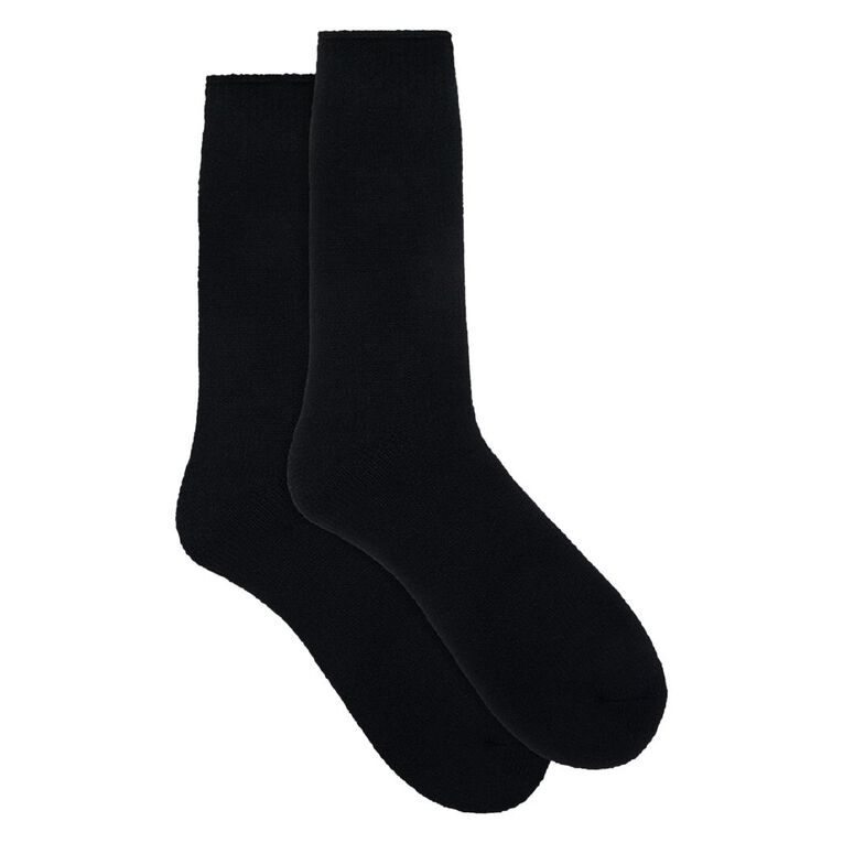 Underworks Men's Heat Bods Brushed Crew Socks 1 Pack, Black, hi-res