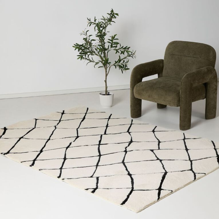Living & Co Trellis Rug Natural 160cm x 230cm, , hi-res