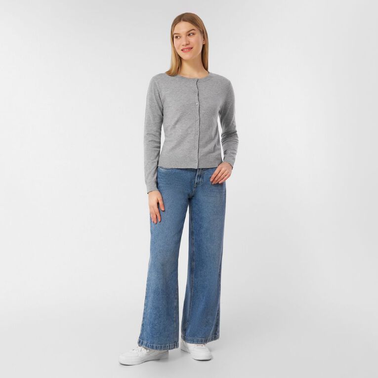 H&H Women's Essential Cardigan, Grey Marle, hi-res
