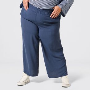 H&H Curve Women's Shirred Waist Wide Leg Pants