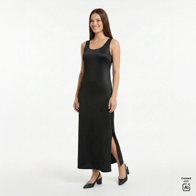 H&H Women's Event Sleeveless Satin Dress, Black, hi-res