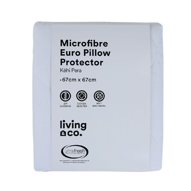 Living & Co Microfibre Euro Pillow Protector 67cm x 67cm White, , hi-res