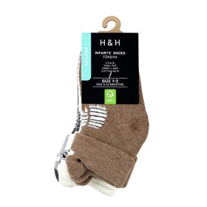 H&H Infant's Bear Turn Top Socks 3 Pack