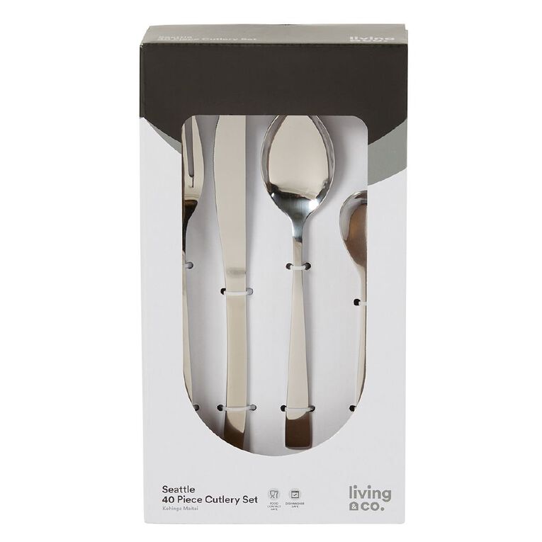 Living & Co Seattle Cutlery Set Stainless Steel 40 Pack, , hi-res