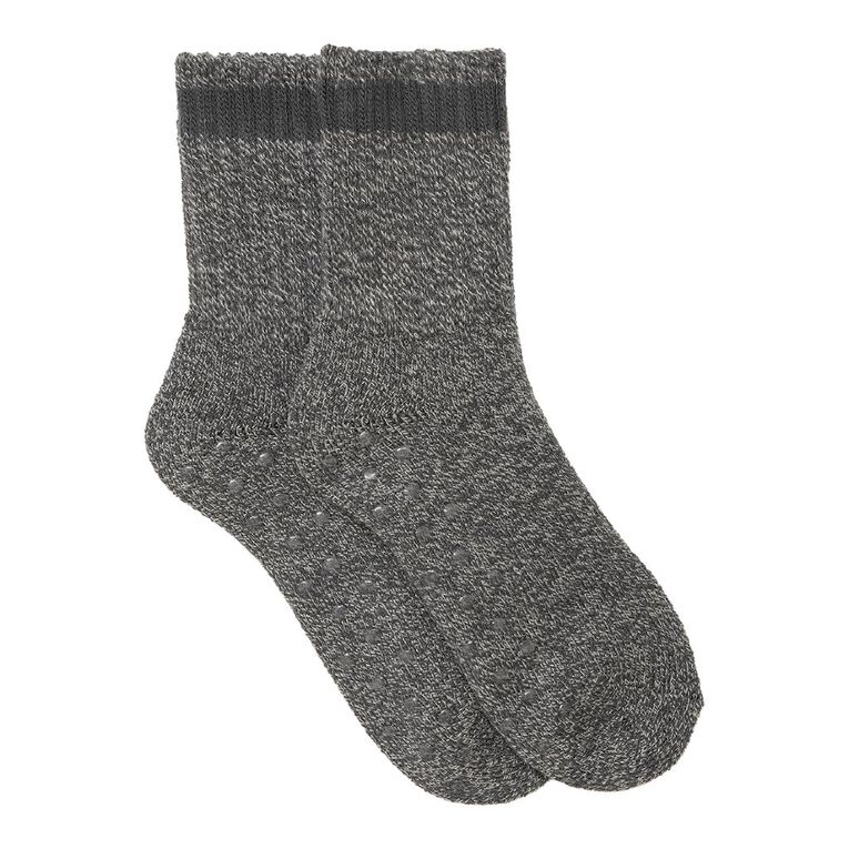 H&H Boys' Brushed Half Crew Socks 2 Pack, Charcoal/Marle, hi-res